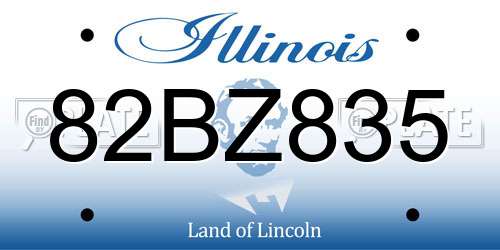 82BZ835 Illinois License Plate