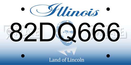 82DQ666 Illinois License Plate
