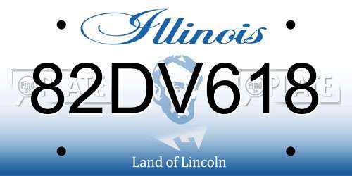 82DV618 Illinois License Plate