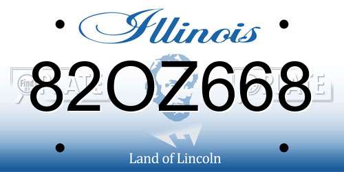82OZ668 Illinois License Plate