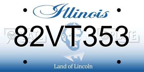 82VT353 Illinois License Plate