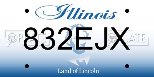 832EJX Illinois License Plate