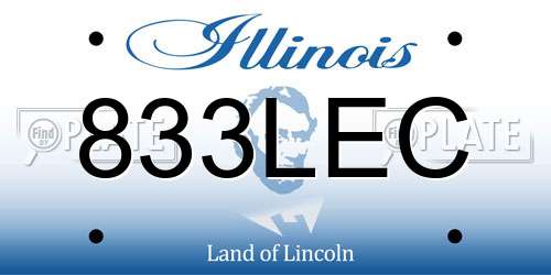 833LEC Illinois License Plate