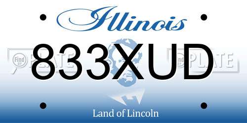 833XUD Illinois License Plate