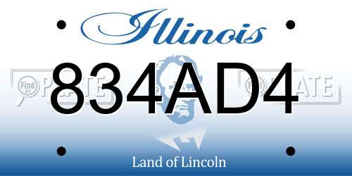 834AD4 Illinois License Plate