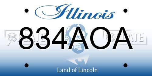 834AOA Illinois License Plate