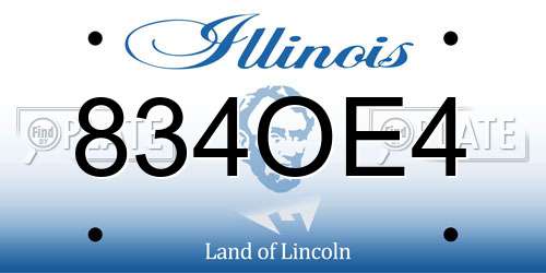 834OE4 Illinois License Plate