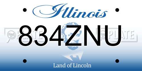 834ZNU Illinois License Plate