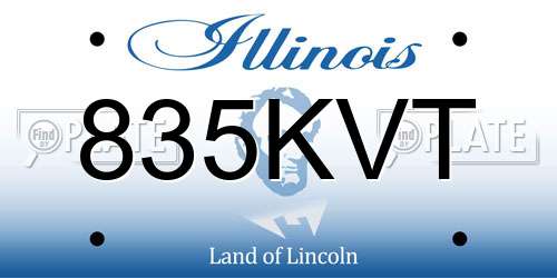 835KVT Illinois License Plate