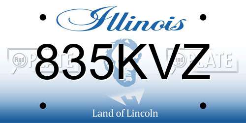 835KVZ Illinois License Plate