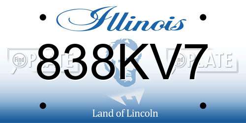 838KV7 Illinois License Plate