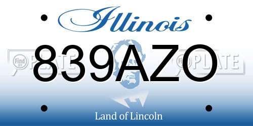 839AZO Illinois License Plate