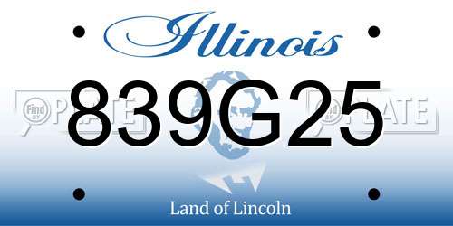 839G25 Illinois License Plate