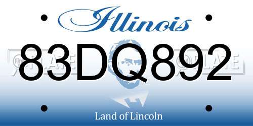 83DQ892 Illinois License Plate