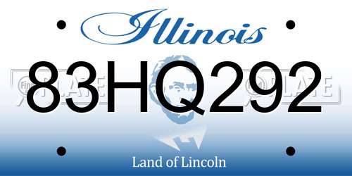 83HQ292 Illinois License Plate