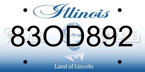 83OD892 Illinois License Plate