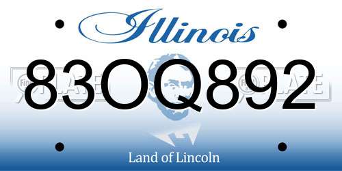 83OQ892 Illinois License Plate