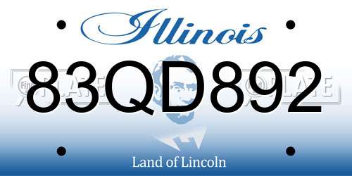 83QD892 Illinois License Plate