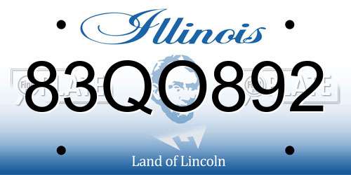 83QO892 Illinois License Plate