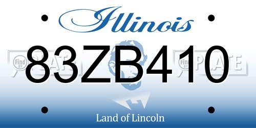 83ZB410 Illinois License Plate