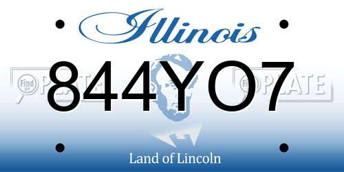 844YO7 Illinois License Plate