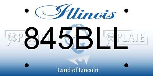 845BLL Illinois License Plate