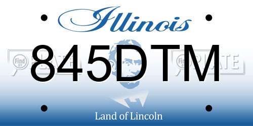 845DTM Illinois License Plate