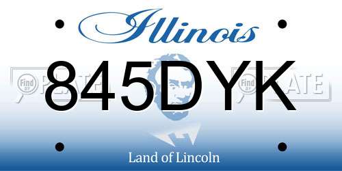 845DYK Illinois License Plate