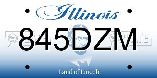 845DZM Illinois License Plate
