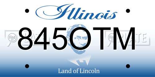 845OTM Illinois License Plate
