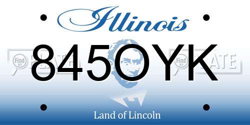 845OYK Illinois License Plate