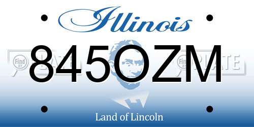 845OZM Illinois License Plate