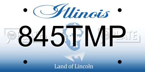 845TMP Illinois License Plate