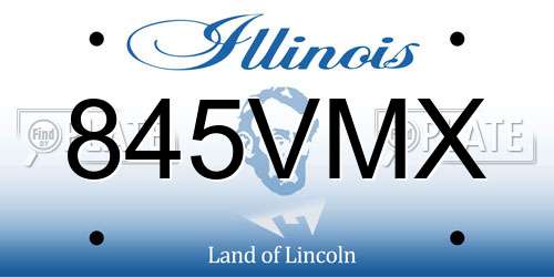 845VMX Illinois License Plate