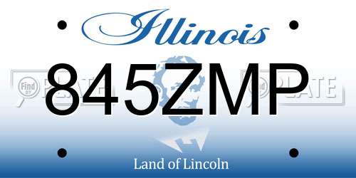 845ZMP Illinois License Plate