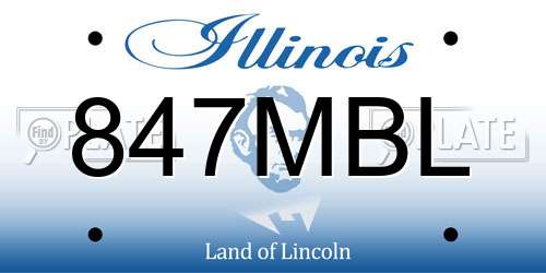 847MBL Illinois License Plate