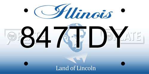 847TDY Illinois License Plate