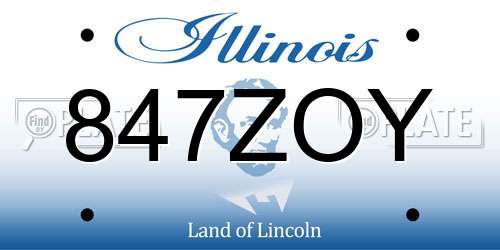847ZOY Illinois License Plate