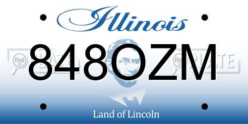 848OZM Illinois License Plate