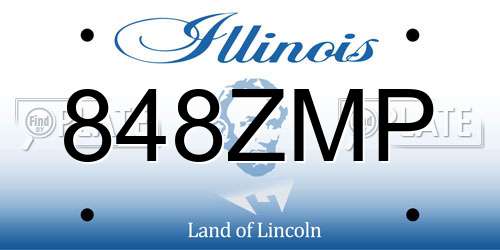 848ZMP Illinois License Plate