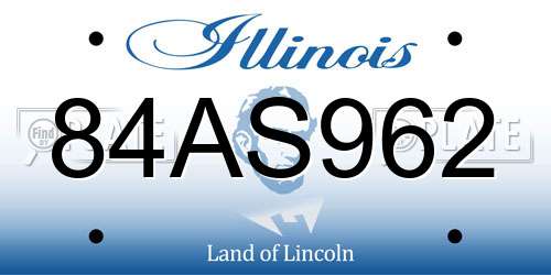 84AS962 Illinois License Plate