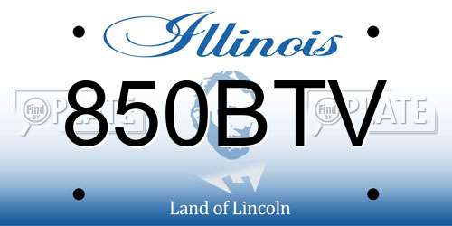 850BTV Illinois License Plate