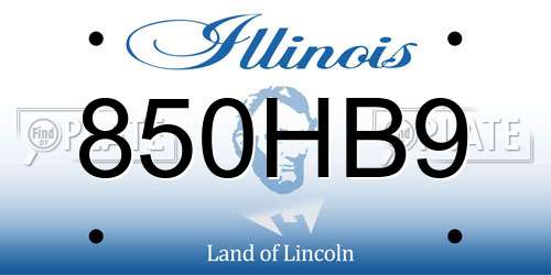 850HB9 Illinois License Plate