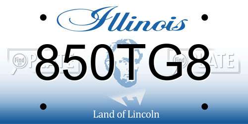 850TG8 Illinois License Plate