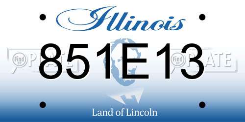 851E13 Illinois License Plate