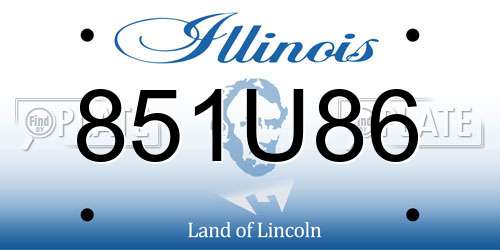 851U86 Illinois License Plate
