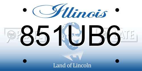 851UB6 Illinois License Plate