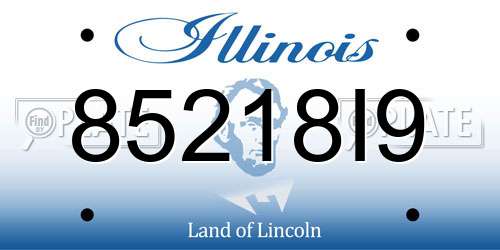 85218I9 Illinois License Plate