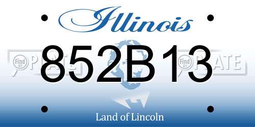 852B13 Illinois License Plate