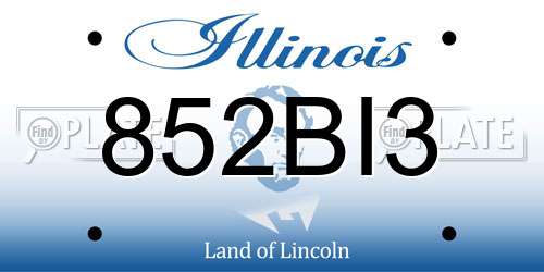 852BI3 Illinois License Plate